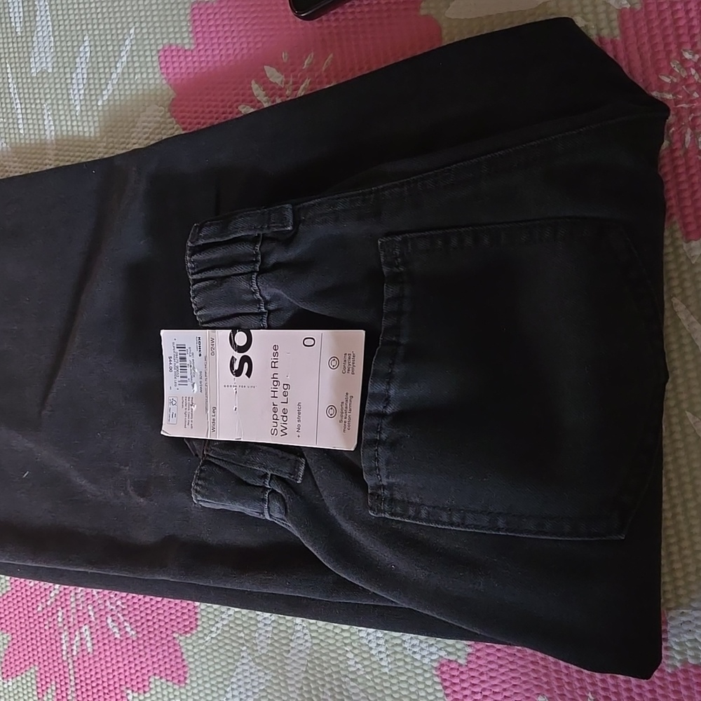 Super high waist wide leg black jeans